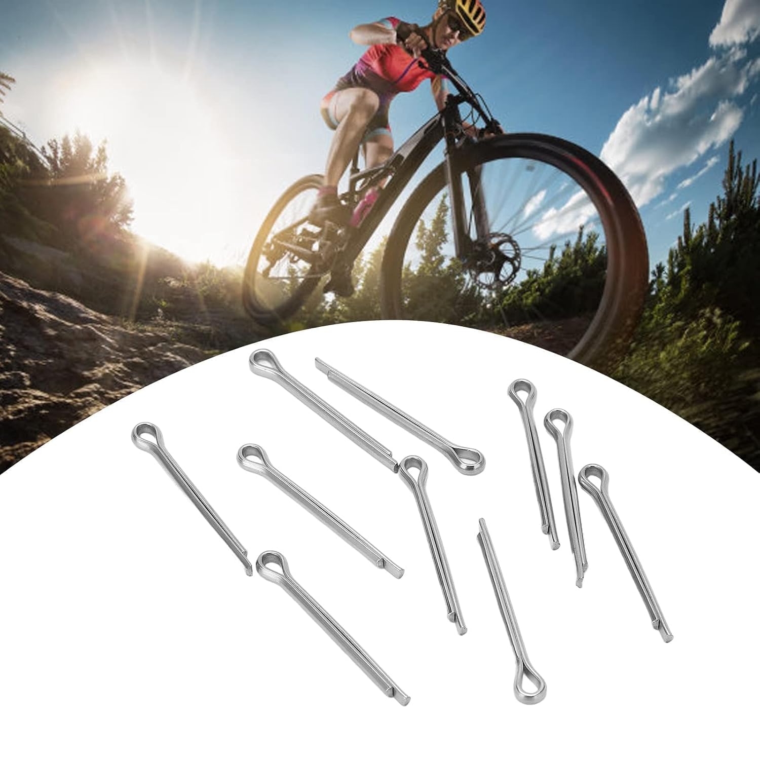 Cotter Pin for Bike Brake Pads, 10pcs/set Stainless Steel Bike Retaining Split Brake Cotter Pin Assortment Kit Pin Clips Fastener Retaining Pins Heavy Duty Hairpin for Hitch Pin Lock Systems