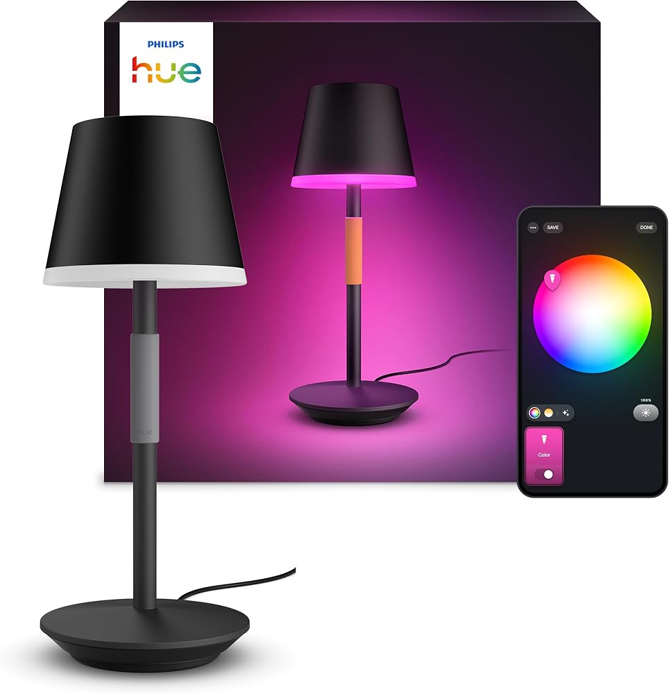Philips Hue White & Color Ambiance Go Portable Tischleuchte, Schwarz, 530 lm