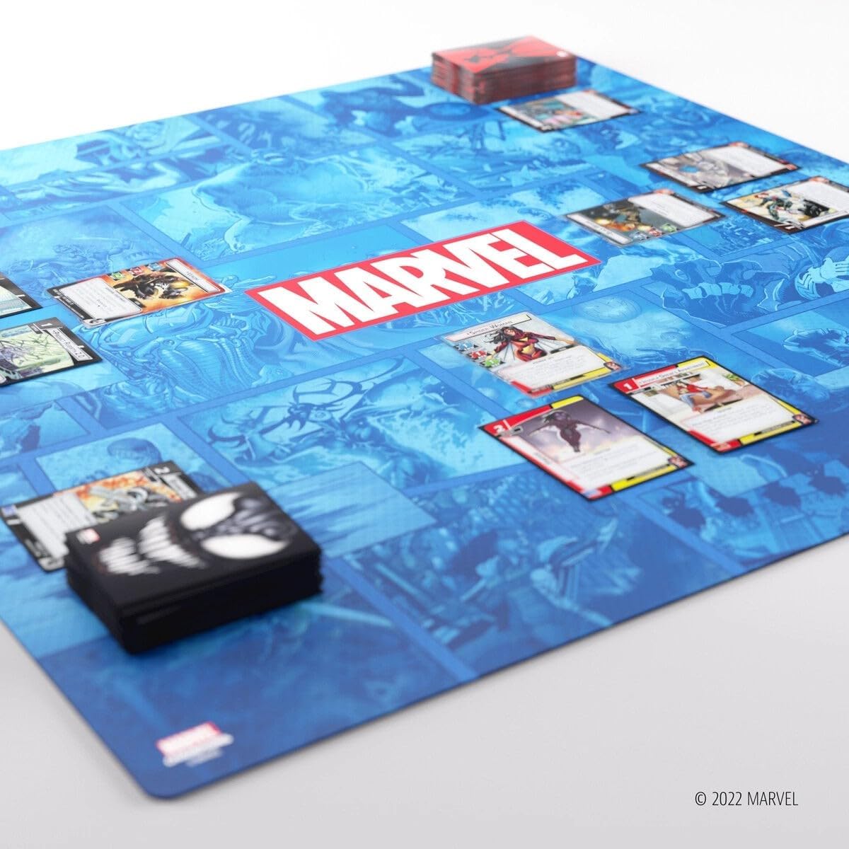 Gamegenic Marvel Champions Marvel Blue Prime Game Mat XL | Slip-Resistant 27.5" by 27.5" Rubber Mat | Designed for Use with Marvel Champions The Card Game and Other TCGs and LCGs | Made by Gamegenic