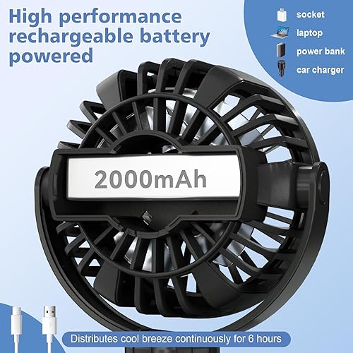 Miniatura 3 de Mini ventilador portátil para cochecito de bebé, ventilador de mano personal de 3 velocidades, ventilador de enfriamiento de trípode flexible de 360