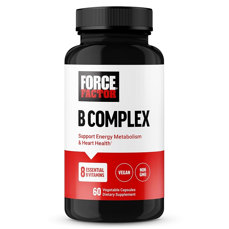 Force Factor Complexo B com vitaminas B1, B2, B3, B5, B6, B7, B9 e B12, 60 cápsulas