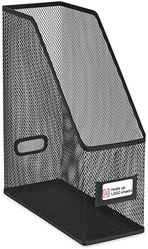 Staples TRU RED Metal Magazine File Organizer, Black - Top - Loading Desktop File Holder with Handle, Holds Up to 1000 Sheets