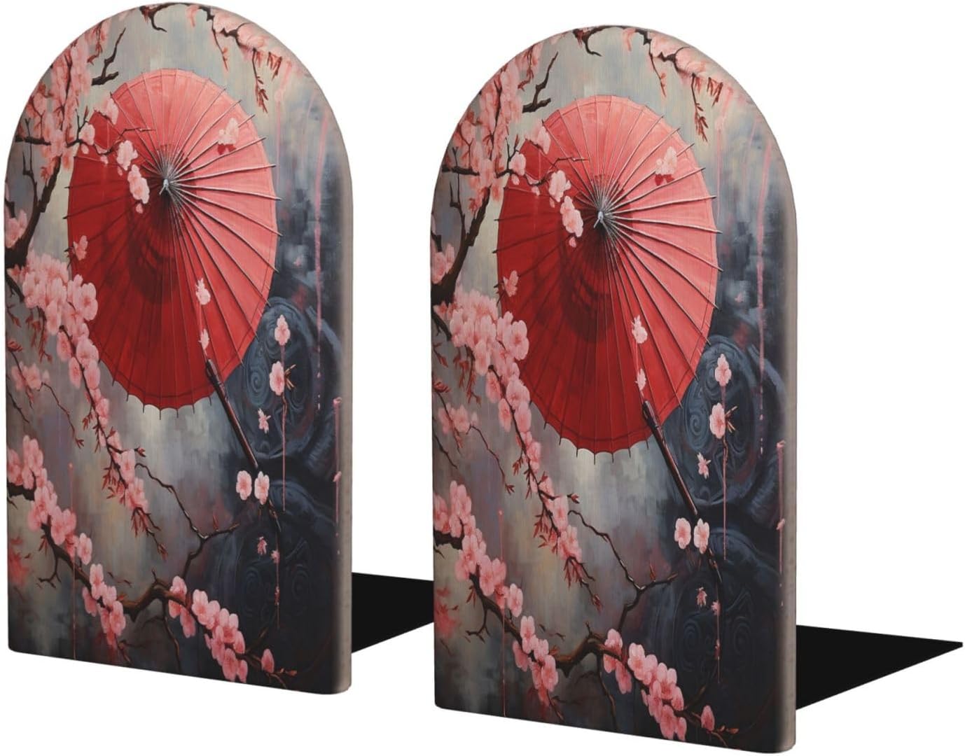 Cherry Blossom Bookends 1 Pair Vintage Japanese Style Book Ends for Shelves,Bookends for Heavy Books, Book Holder Decorative for Desk Office School