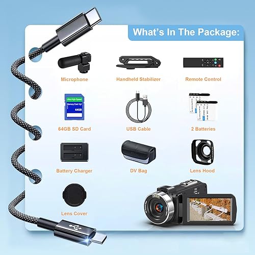 Miniatura 8 de Cámara de video 8K 64MP Cámara de video IR de visión nocturna Vlogging Cámara digital con zoom 18X WiFi Cámara digital para YouTube 3.0 ''