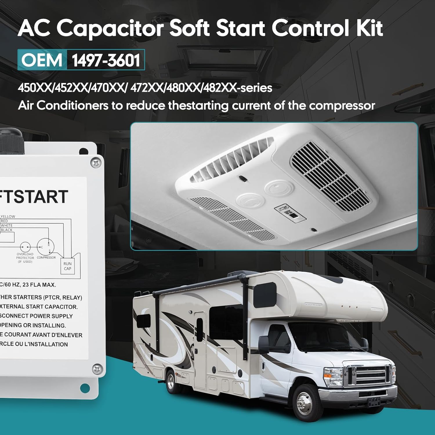 Soft Start Control Kit 1497-3601 for Coleman-Mach 450XX 452XX Series-AC Unit Soft Start Kit for RV Air Conditioner, Reduce Compressor Starting Current, Soft Start Kit for Home Air Conditioner