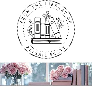 Book Embosser Personalized Floral & Book Series – 20 Botanical and Book-Themed Designs, Custom Library Stamp for Romantic Readers