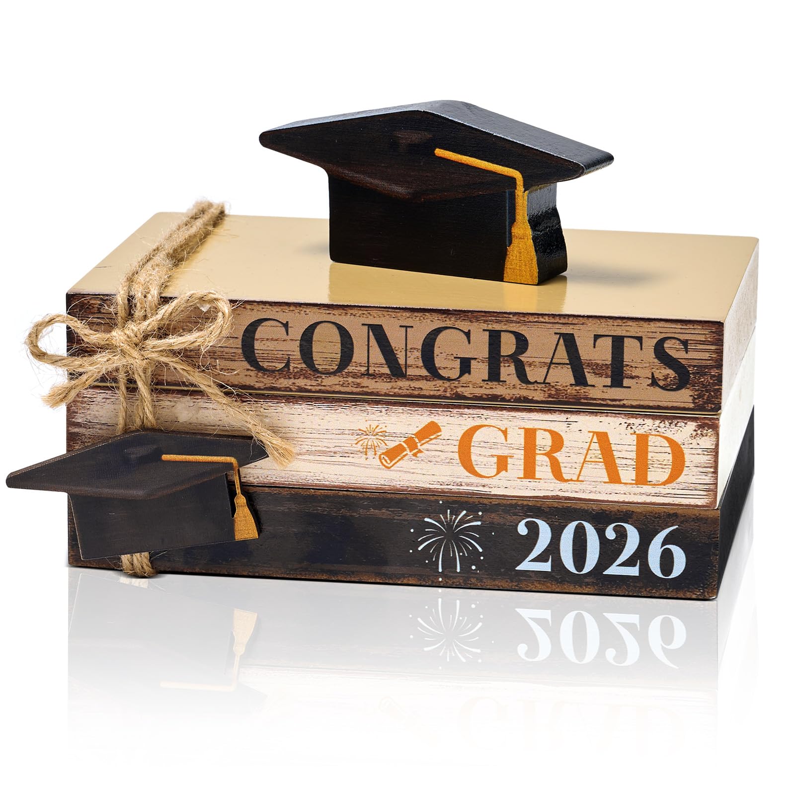 Photo 1 of APUDWN 5 Pcs 2026 Graduation Table Decorations, Wooden Graduation Table Centerpieces Decorative Book Set, Congrats Grad Tiered Tray Decor, Farmhouse Congratulate Gifts for Shelf Office Mantle Decor