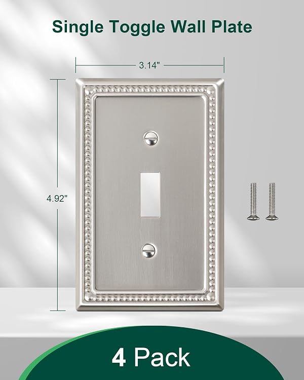 TREEWELL 4-Pack Single Toggle Light Switch Cover Plate, Brushed Nickel by treewell - Used condition - Image 2