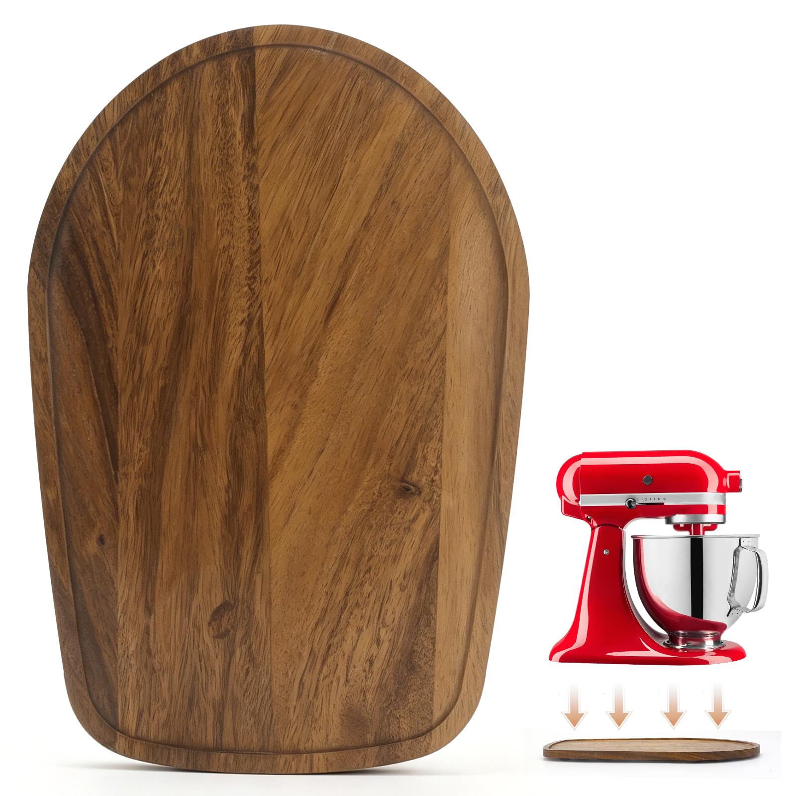 Walnut Mixer Slider Mat for KitchenAid 4.5-5 Quart Tilt-Head Stand Mixer | Wood Appliance Slider for Kitchen Aid, Artisan Mixer Accessories, Countertop Storage Sliding Tray Moving Attachments
