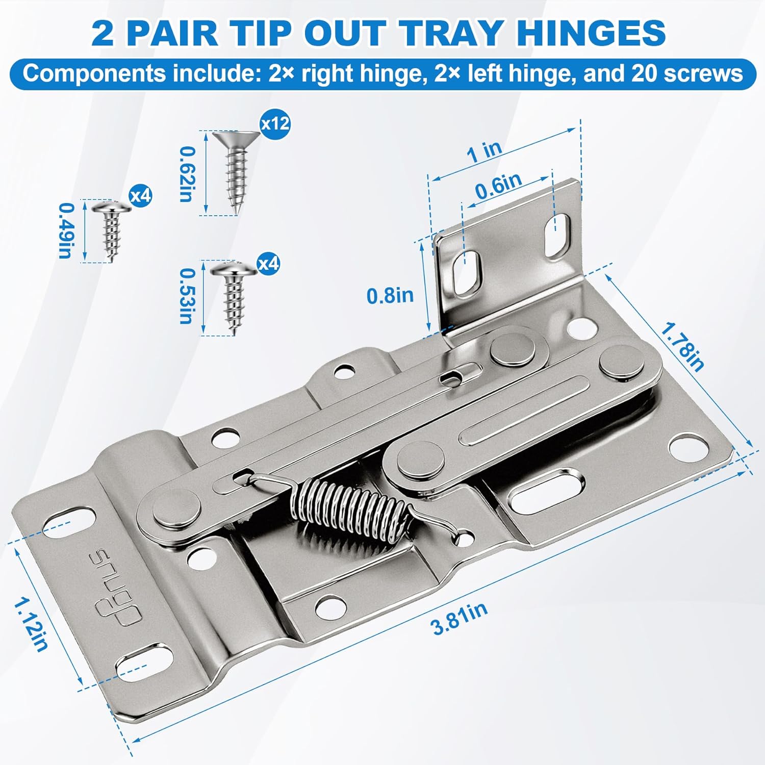 2 Pair Newly Upgraded Steel Sink Tip Out Tray Hinges with Screws Standard Sink Hinges for Kitchen Sink or Bathroom Sink-Front Drawer Self Closing Cabinet Kitchen Hardware Satin Nickel