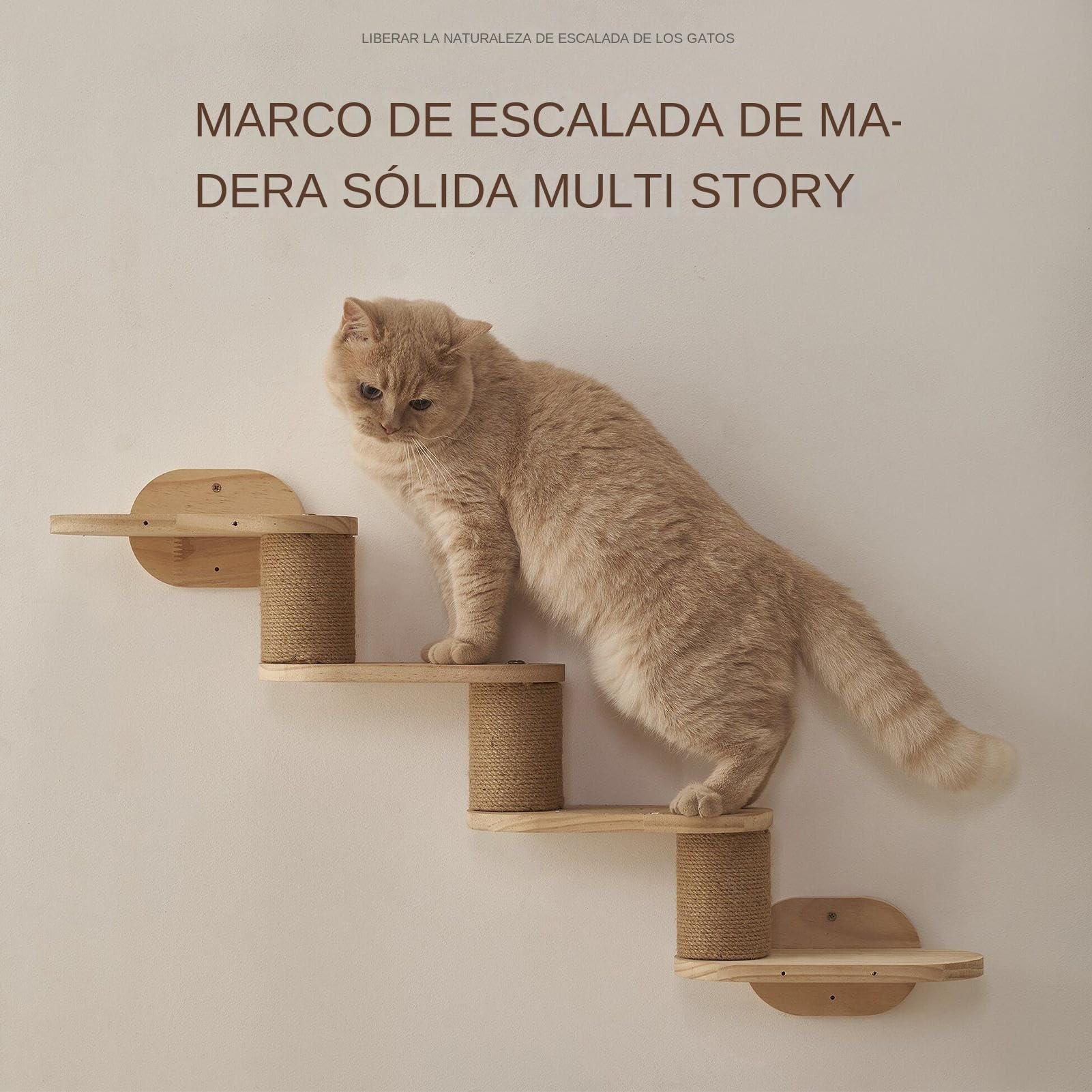 Estantes para Gatos En Pared | Reposaderos Montados En Pared para Gatos,Escalera Flotante de Madera Rascador Multifuncional con Área de Juegos y Torre para Ventana Interior