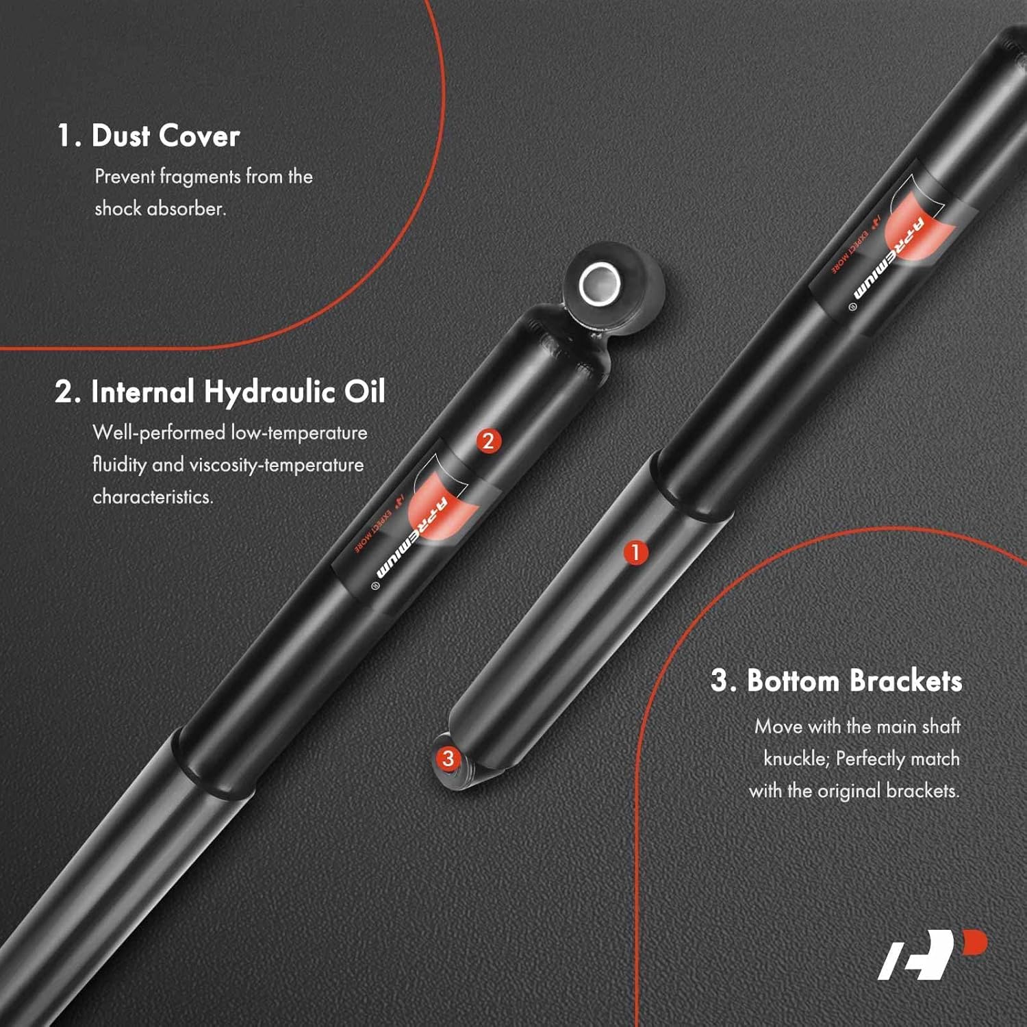 A-Premium Rear Pair (2) Strut Shock Absorbers Compatible with Nissan Titan 2004-2015 4WD, Driver and Passenger Side