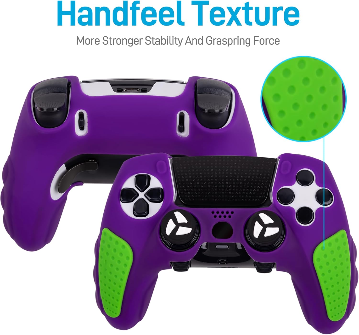 Durable Silicone Grip Cover for DualSense Edge PS5 Controller – Ergonomic, Anti-Slip Design with Thumb Stick Caps for Full Protection (Purple) - Image 2