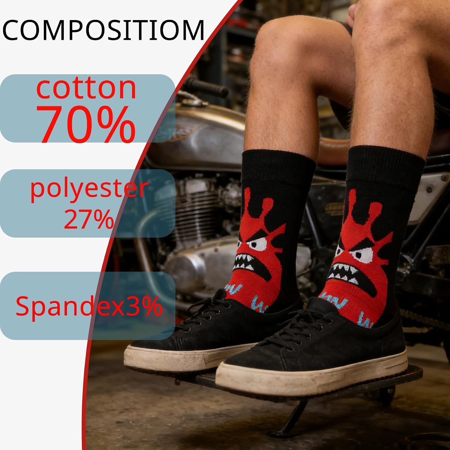 Men’s Crew Socks 5 Pack, Funny Cartoon Novelty Socks, Colorful Cotton Casual Dress Socks, Gift for Men image 4
