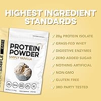 Vista 4 de Clean Simple Eats Proteína de suero en polvo de leche, sabor a vainilla simplemente naturalmente endulzada, 100% proteína alimentada con pasto