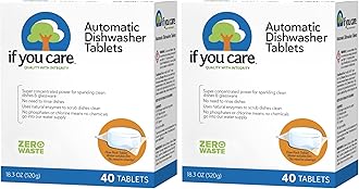 If You Care Dishwasher Tablets 40 Count - Powerful, Plant Based, Concentrated, Biodegradable, Natural Dish Cleaner Detergent, Dishwashing Soap Tabs (Pack of 2)