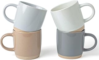 Famiware Milkyway Series 13oz Coffee Mug Set of 4 - Multi-Color Stoneware Mugs, Microwave & Dishwasher Safe, Lead-Free