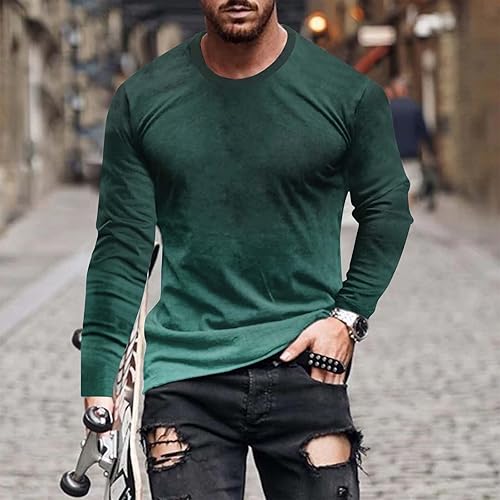 Miniatura 2 de Muscularfit Long Sleeve Tee Shirts for Men Graphic Marble Print Casual Pullover Big and Tall Crewneck Sweatshirts Sports Tees