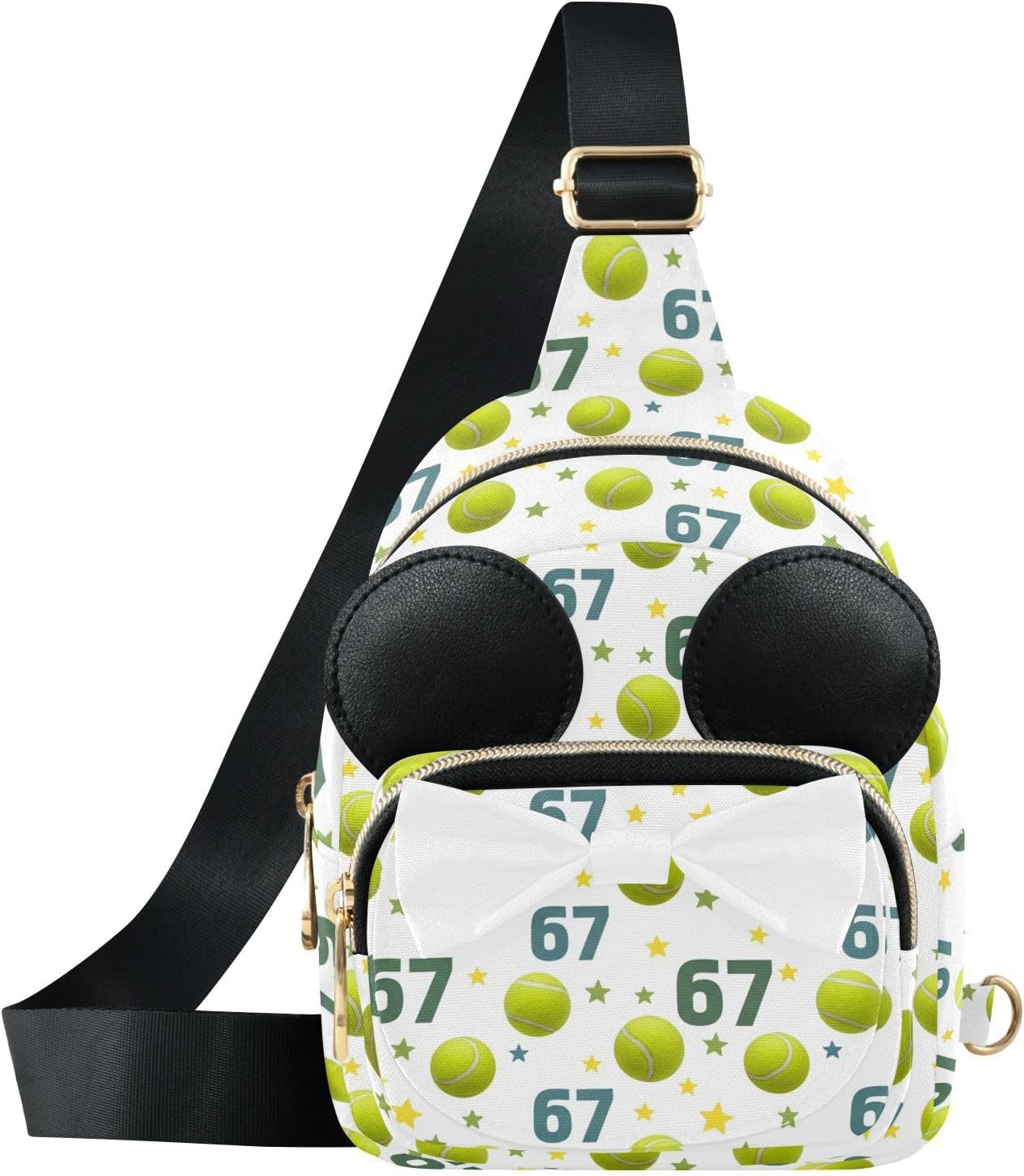 Sinestour Six Seven Kids Crossbody Bags for Girls, 5.7"x3.1"x7.5" | Crossbody Fanny Pack, Toddler Purse, Cute Sling Belt Bag with Ears, 2L Small Shoulder Chest Bag for Travel