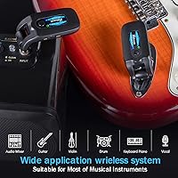 Vista 6 de Sistema de guitarra inalámbrica de 2.4 GHZ, receptor transmisor de guitarra digital inalámbrico recargable con 4 canales y más de 10 horas
