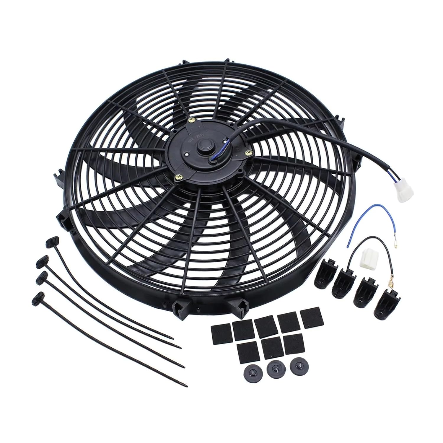 Engine Cooling Fan Mount Kit for Universal Electric Radiator Cooling Fan Assembly Kit Black Easy Installation Push Pull Replace 12V 120W Mount Kit 16"