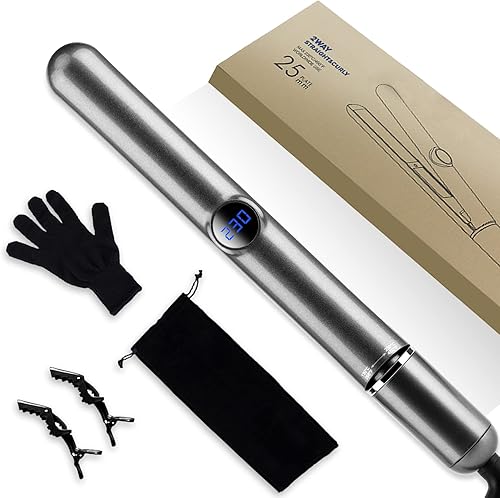 Saoilli Plancha plana y rizador de cabello 2 en 1 plancha de alisado del cabello rizador de iones negativos con temperatura ajustable para todo tipo