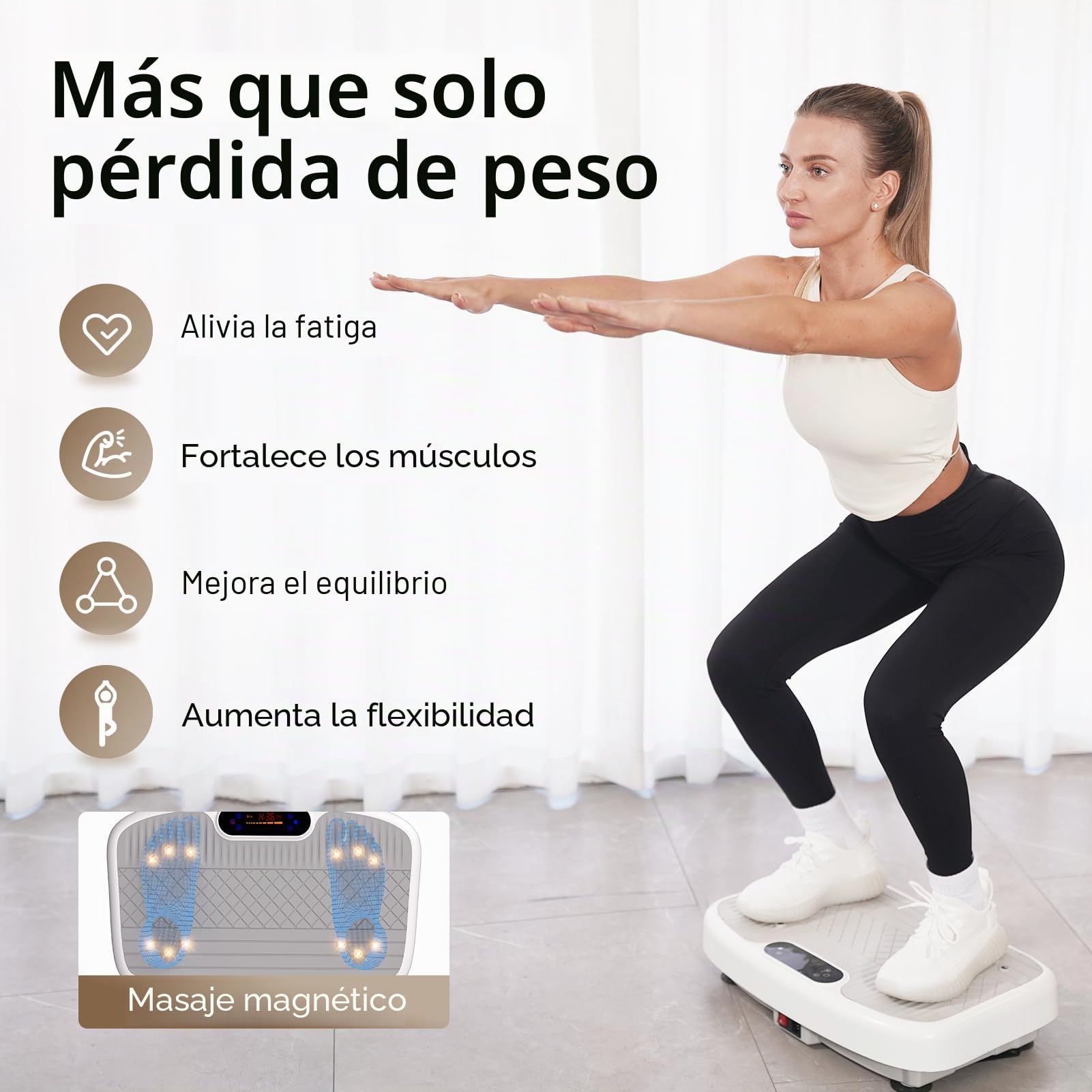 YAMO YV20 Plataforma Vibratoria Fitness | 99 Niveles de Velocidad, 5 Programas, Mando a Distancia y Bandas de Resistencia | Pantalla LED Táctil, Capacidad Carga de 150KG