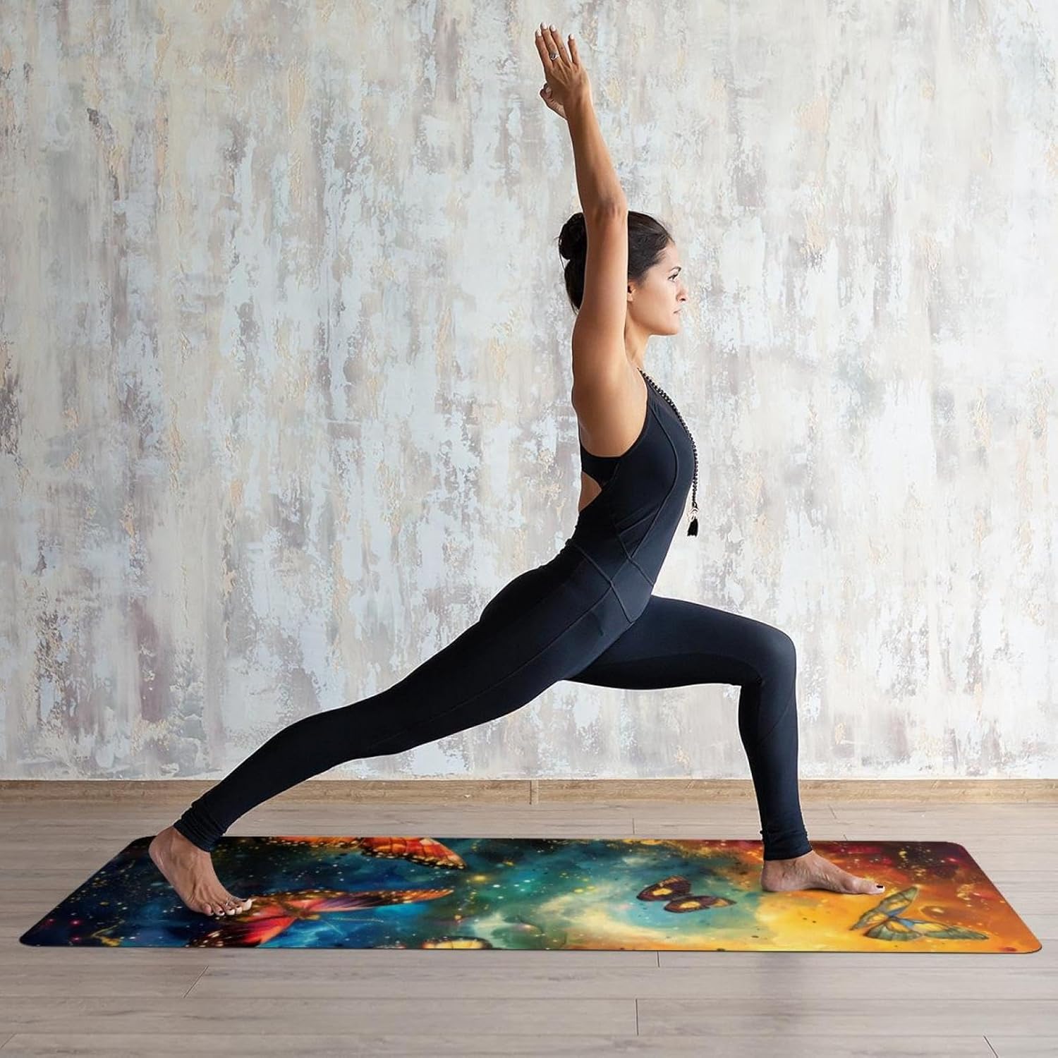 Yoga Towel, Galaxy Dancing Butterflies Non Slip Sweat Absorbent Hot Yoga Mat Towel for Hot Yoga, Pilates and Fitness - 72.8" x 26.8"