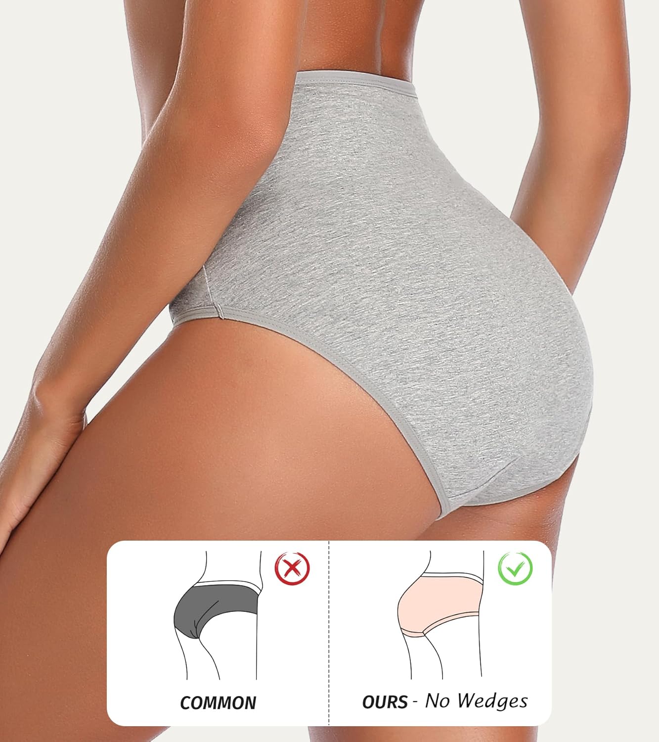 ASIMOON Womens Cotton Underwear High Waisted Postpartum Panties Soft Breathable Full Coverage Ladies Briefs Multipack - Image 5