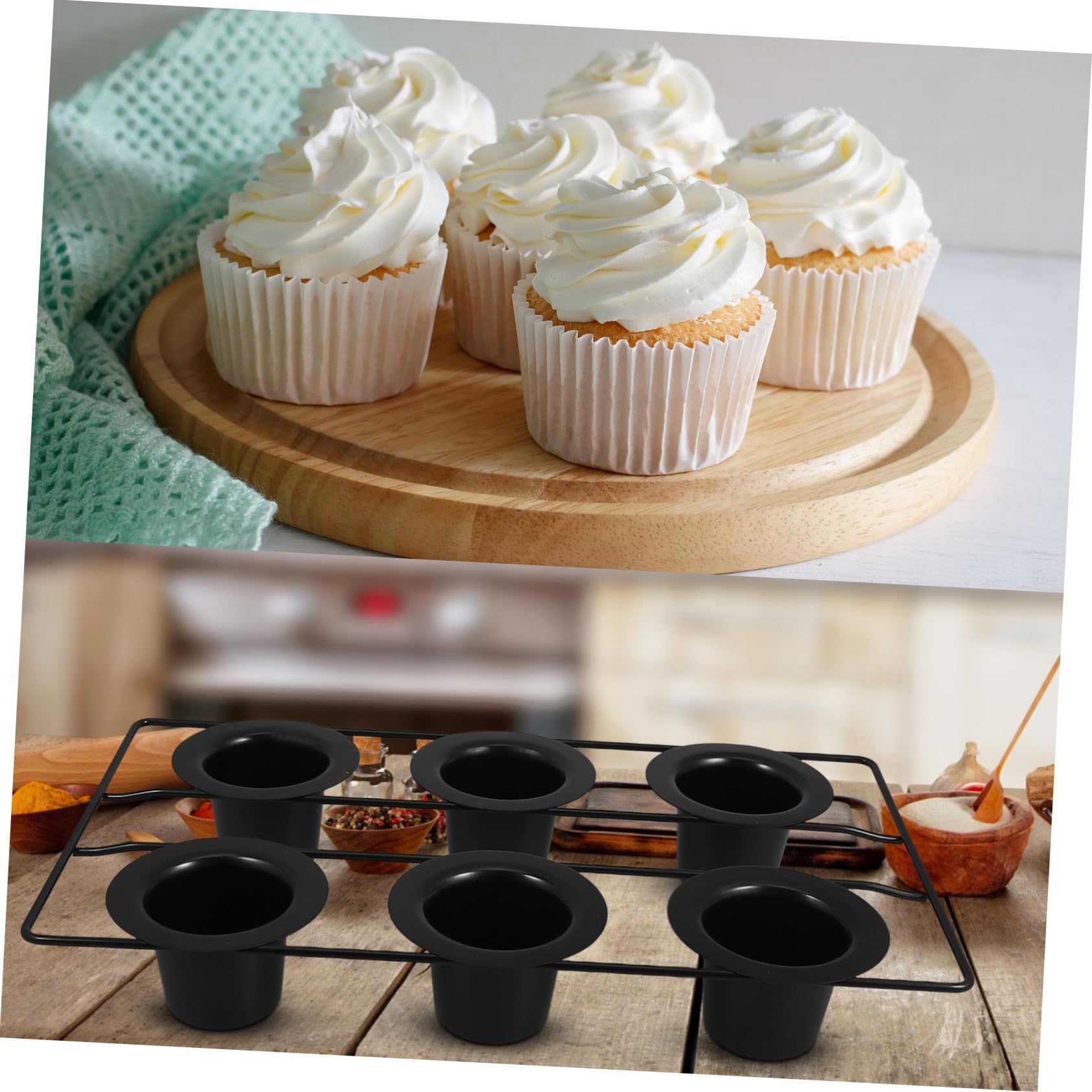 Muffinform Spülmaschinenfest aus Kohlenstoffstahl Schwarze mit Antihaftbeschichtung Dickwandige 6-fach Tassen Design zum Backen in Heimischen Küche und Partys