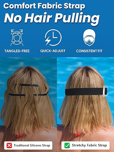 Miniatura 8 de Paquete de 2 gafas de natación de visión amplia, antiempañamiento y con correa de tela de comodidad UV, sin fugas, para adultos, hombres, mujeres y