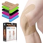 PreCut Kinesiology Tape for Knees, 12 PCS Waterproof KTQUICK Knee Tape for Knee Pain Relief Pre Cut, Original Cotton Athletic Knee Tape, Waterproof & Hypoallergenic Latex-Free for Sports (Beige)