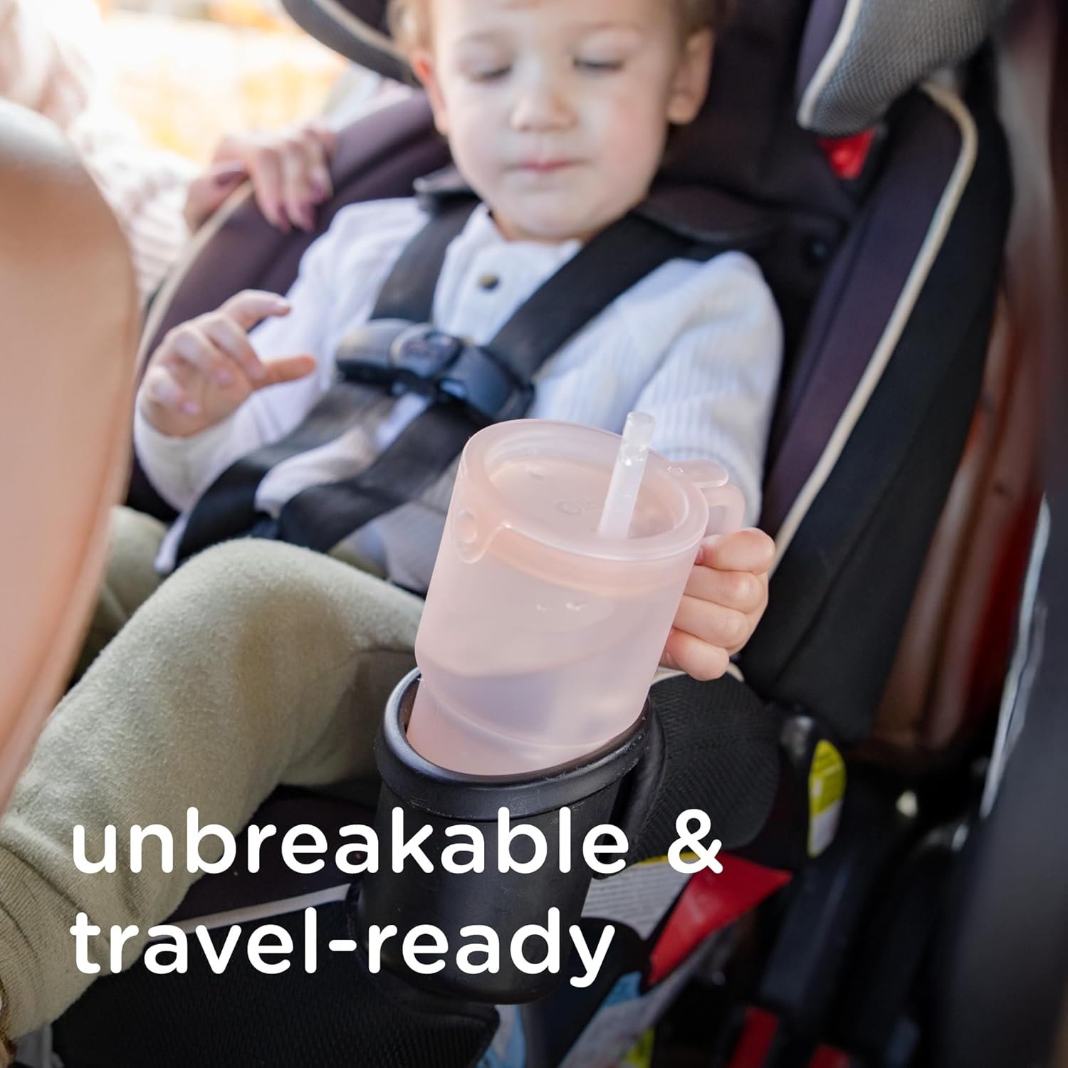 Olababy Clear Sense Silicone Tumbler with Handle & Straw 11 oz, Toddler & Kids Spill Proof Sippy Cup, Leak Resistant, BPA Free Baby Cup, Cupholder Compatible Travel Quencher (Mint, 1 PK) - Image 4