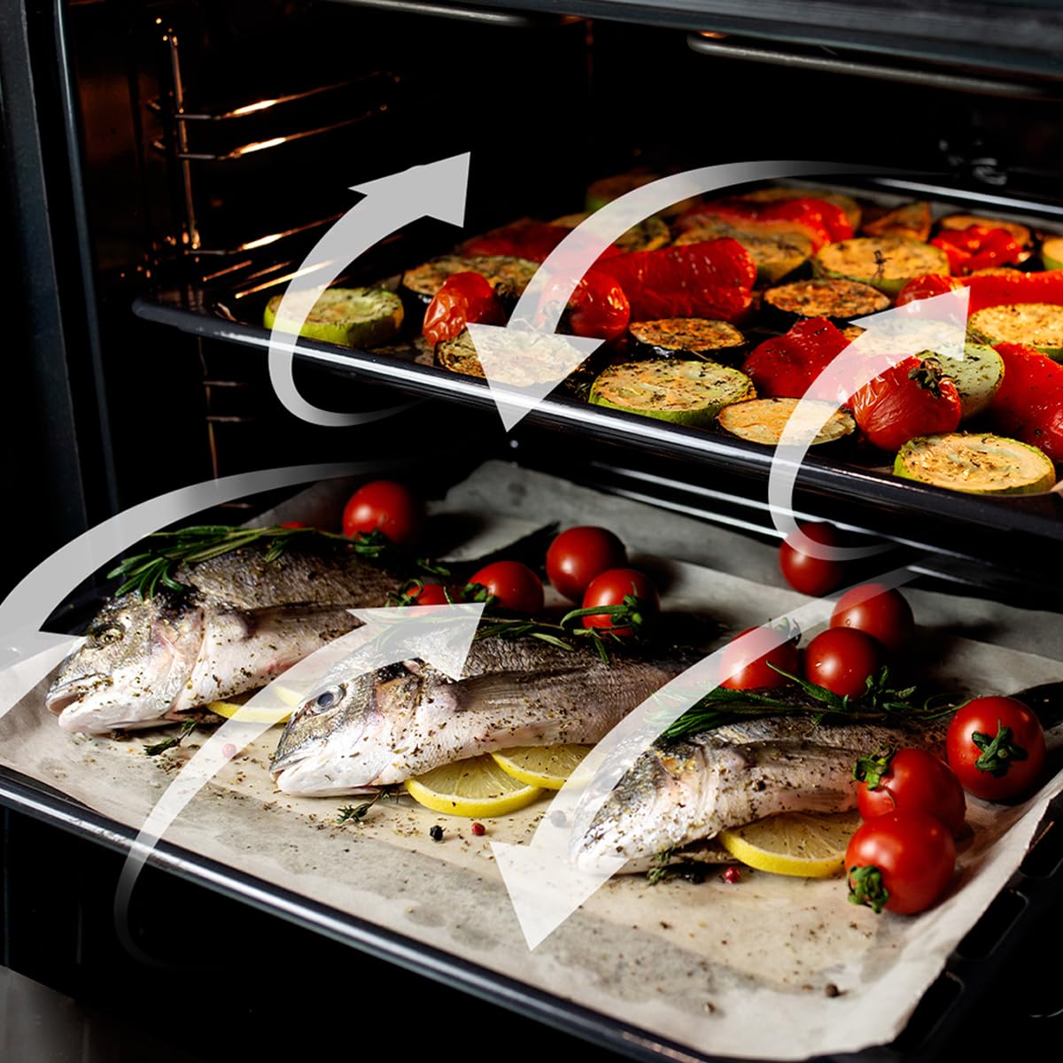 Cecotec Forno Bolero Hexa AF319000 Glass Black A, Classe A, 133 L, 11 Funzioni con AIrFryer, Pizza Master, Steam Assist, Easy Clean, 5 Posizioni