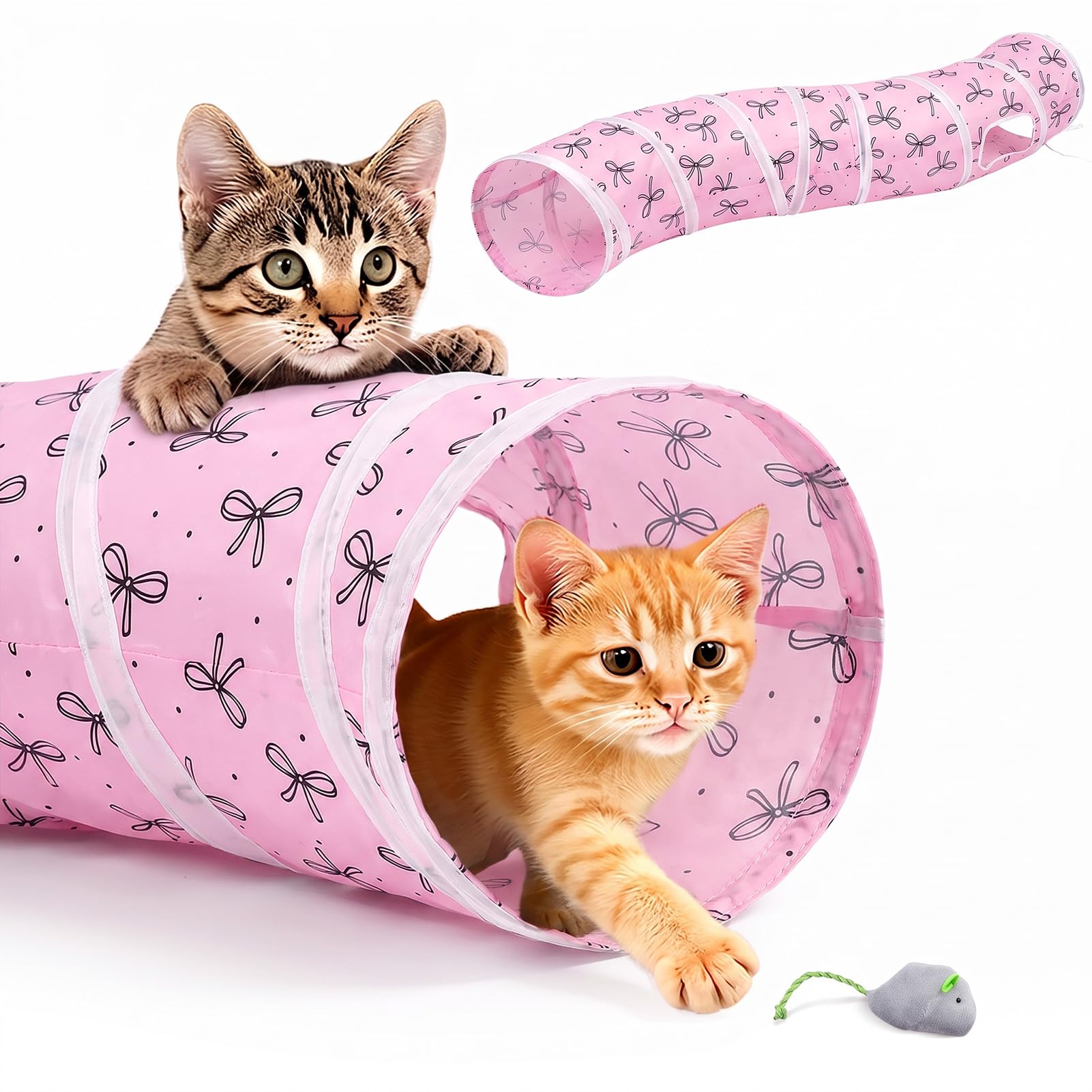 Glittme S-Shape Cat Tunnel, Foldable Cat Tunnels for Indoor Cats