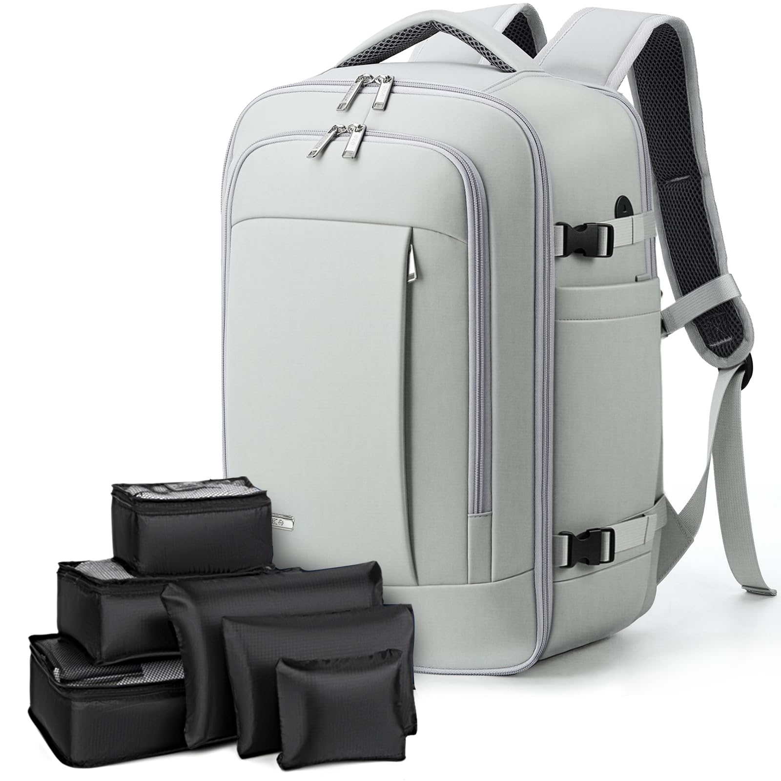Lekespring Handgepäck Rucksack 40x20x25 cm für Ryanair, Reiserucksack mit 6 Packing Cubes, Kabinentasche für Flugzeug, Business, Arbeit, Weekender & Kurztrip