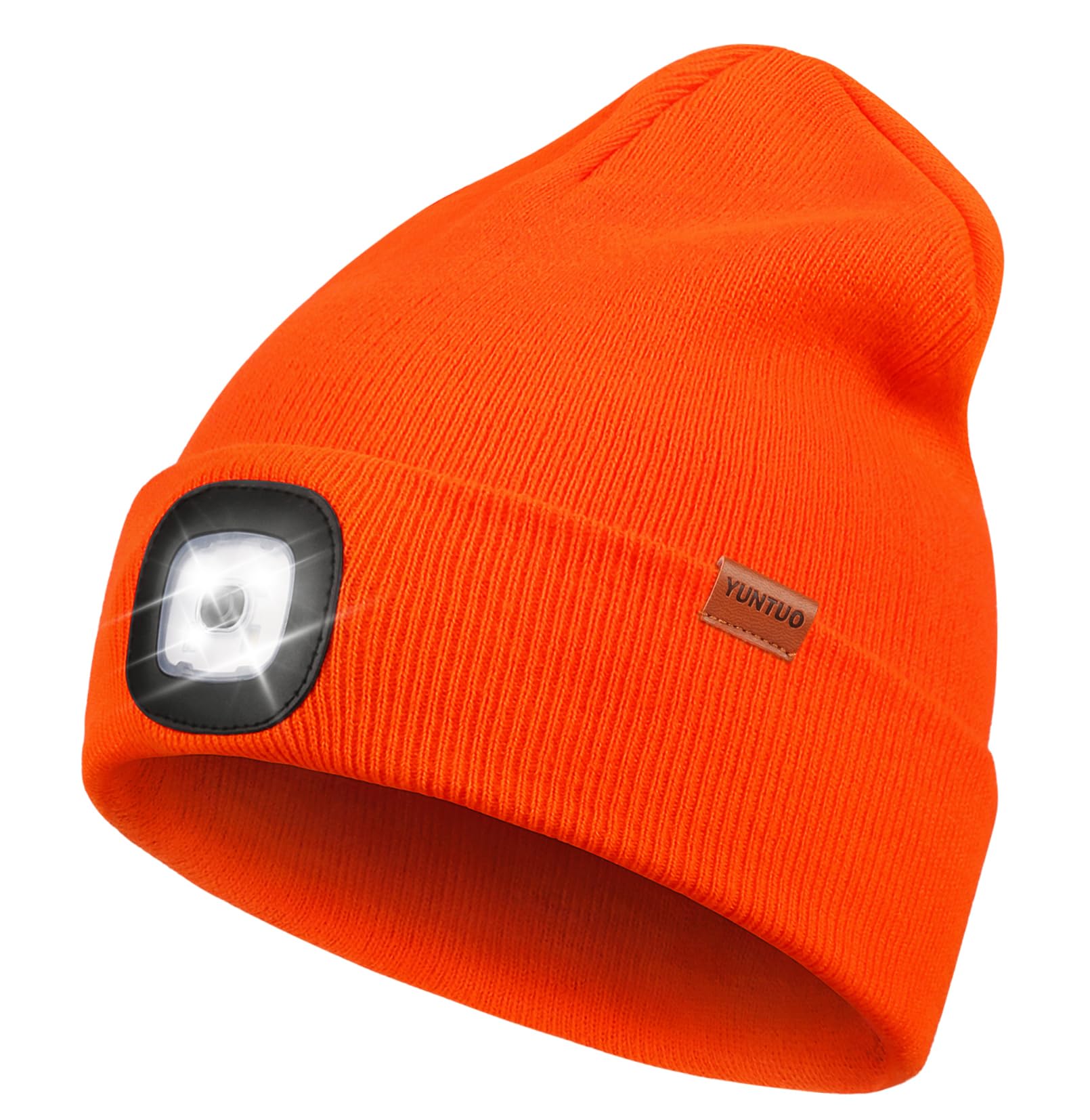 YunTuo LED Beanie with The Light, Unisex USB Rechargeable Headlamp Winter Knitted Cap Gifts for Men Dad Husband Him