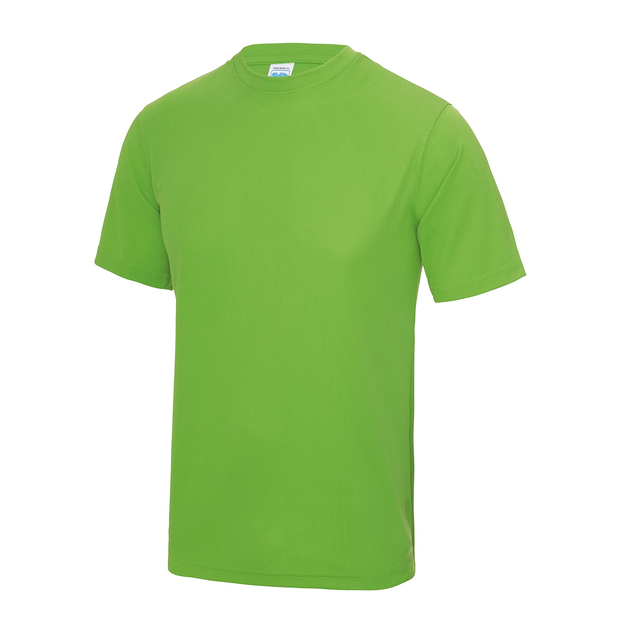 Just Cool Men's Lime Green Performance Plain T-Shirt (Xs) (Lime Green)