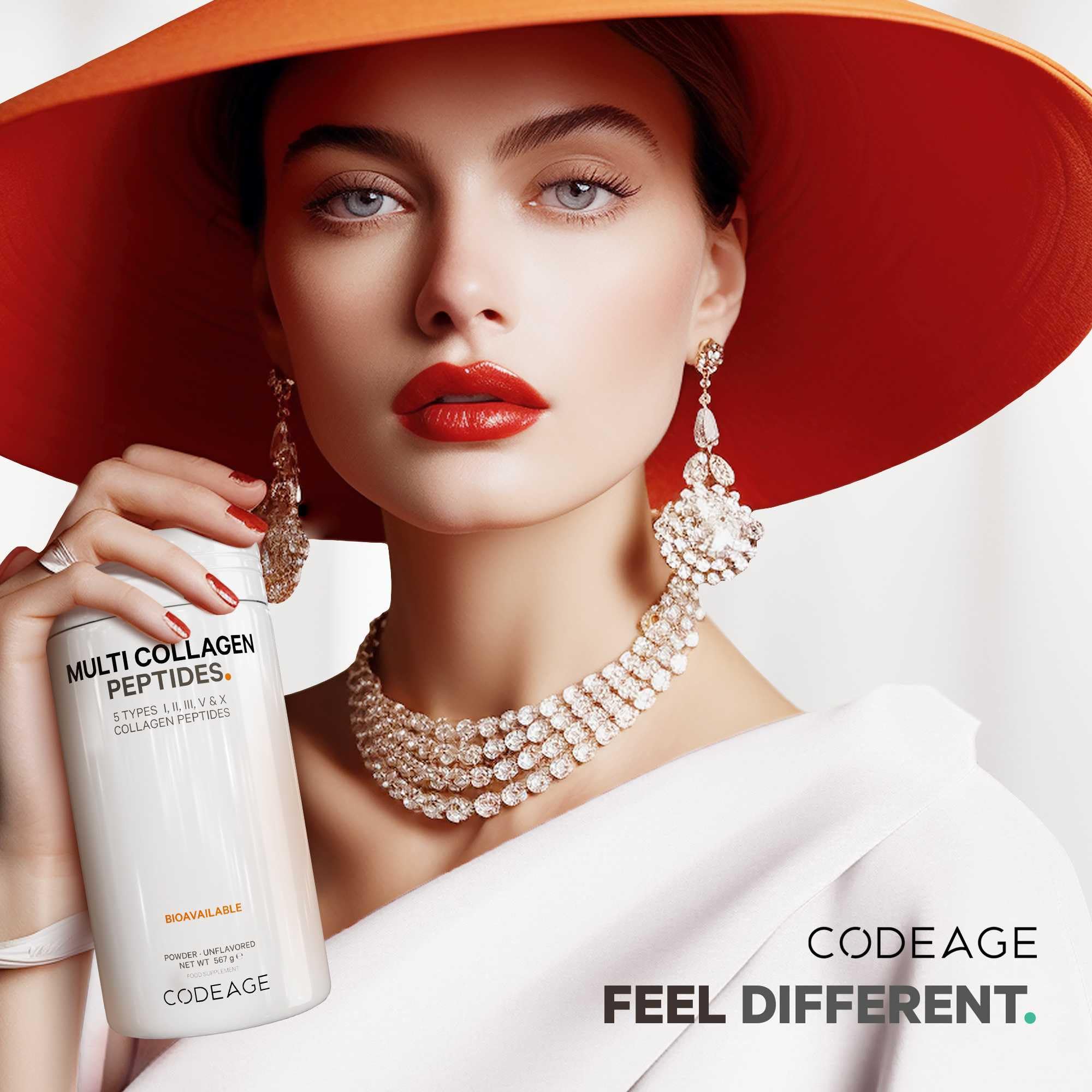 Codeage Multi Collagen Proteinpulver Peptide, 2-Monatsvorrat, hydrolysiert, Typ I, II, III, V, X, von Weidehaltung, Alles-in-einem Super Knochenbrühe-Kollagen-Ergänzungsmittel, 567 Gramm