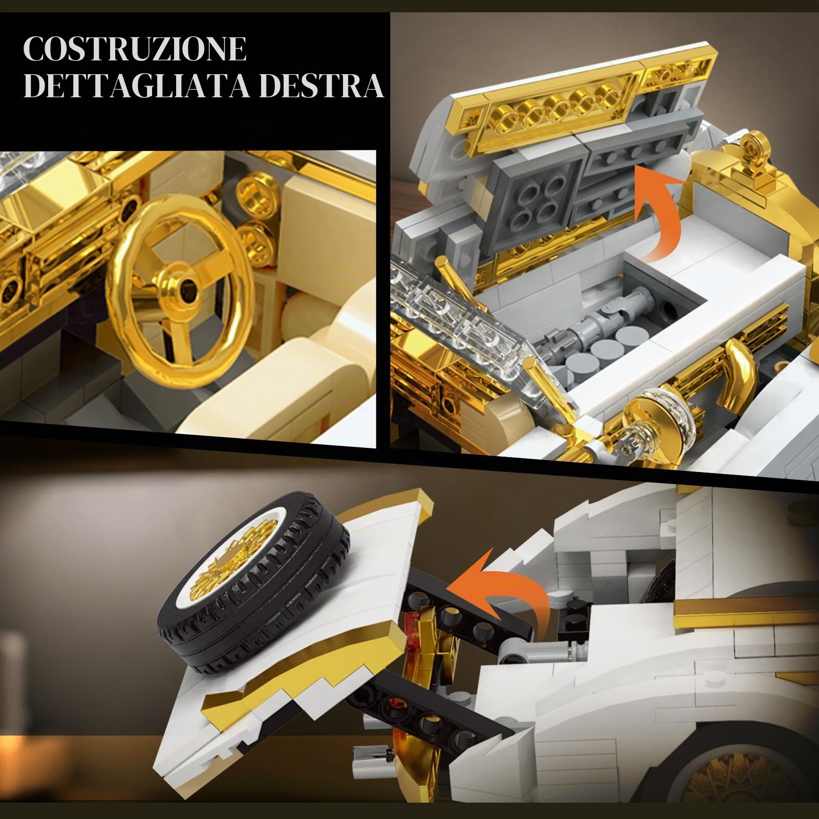 Mould King 10003 Technik Auto Vintage, Macchina da Costruire per Adulti, da Collezione in Stile Retro Antico