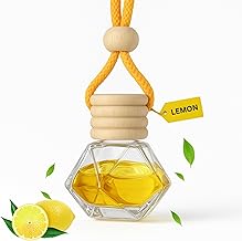 AuraPure Lemon Organic Car Perfume – Strong Fiber Air Freshener | Long Lasting Hanging Diffuser for Car Interior | Premium Scent for Dashboard, AC Vent, Room & Gifts – 10ML ONE Hanging Bottal LEMON