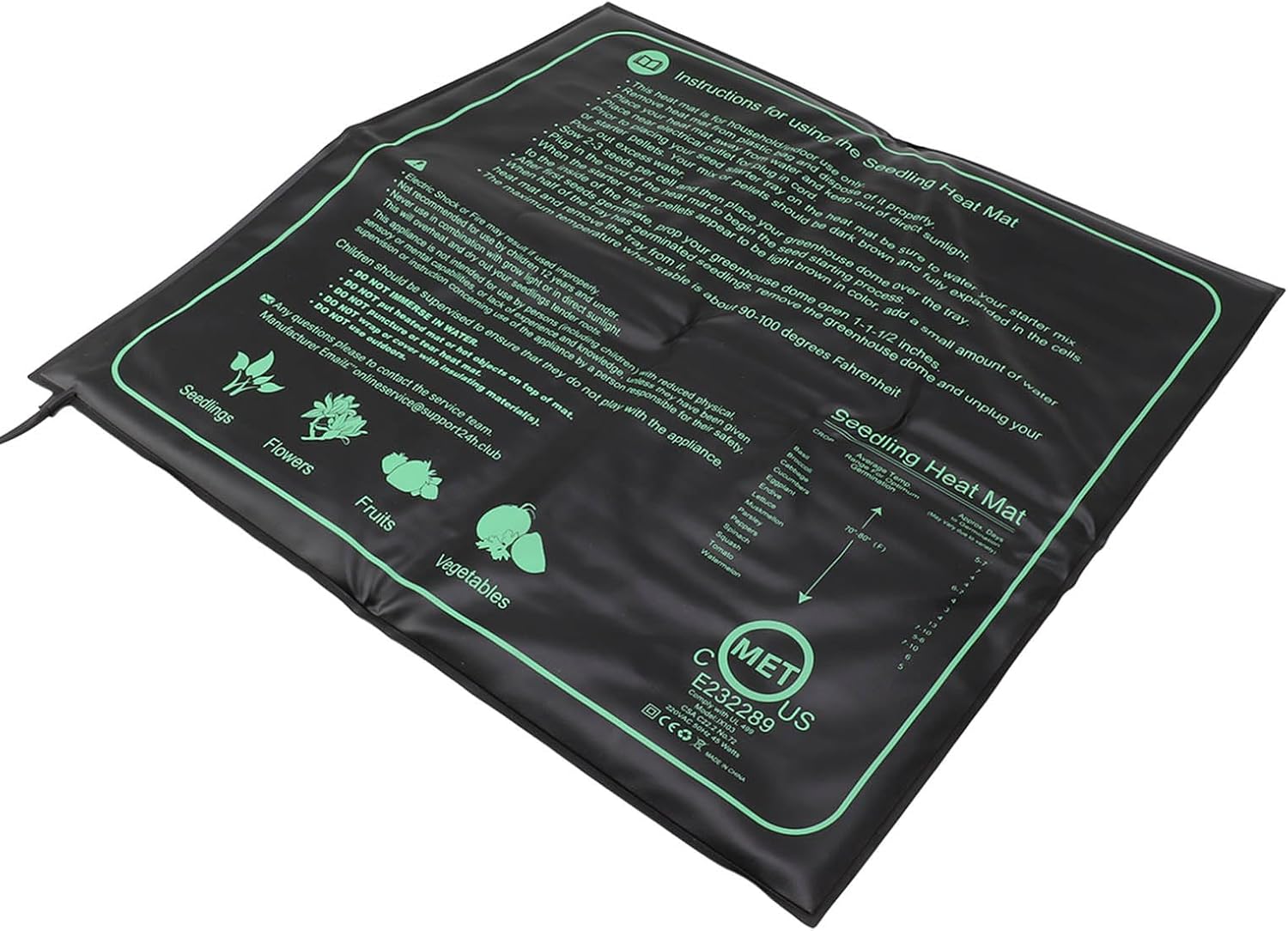 Plant Heating Seedling Pad Mat for Plants Germination Nursery 50x52cm (US Plug 110V)