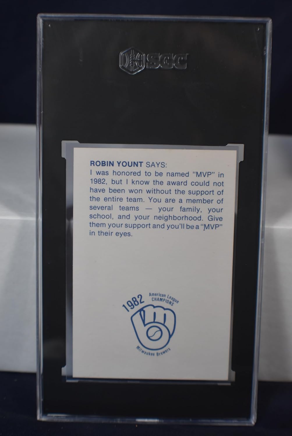 ROBIN YOUNT 1983 Milwaukee Brewers Police SGA Baseball Card SGC Graded Mint 9 River Hills Police Department