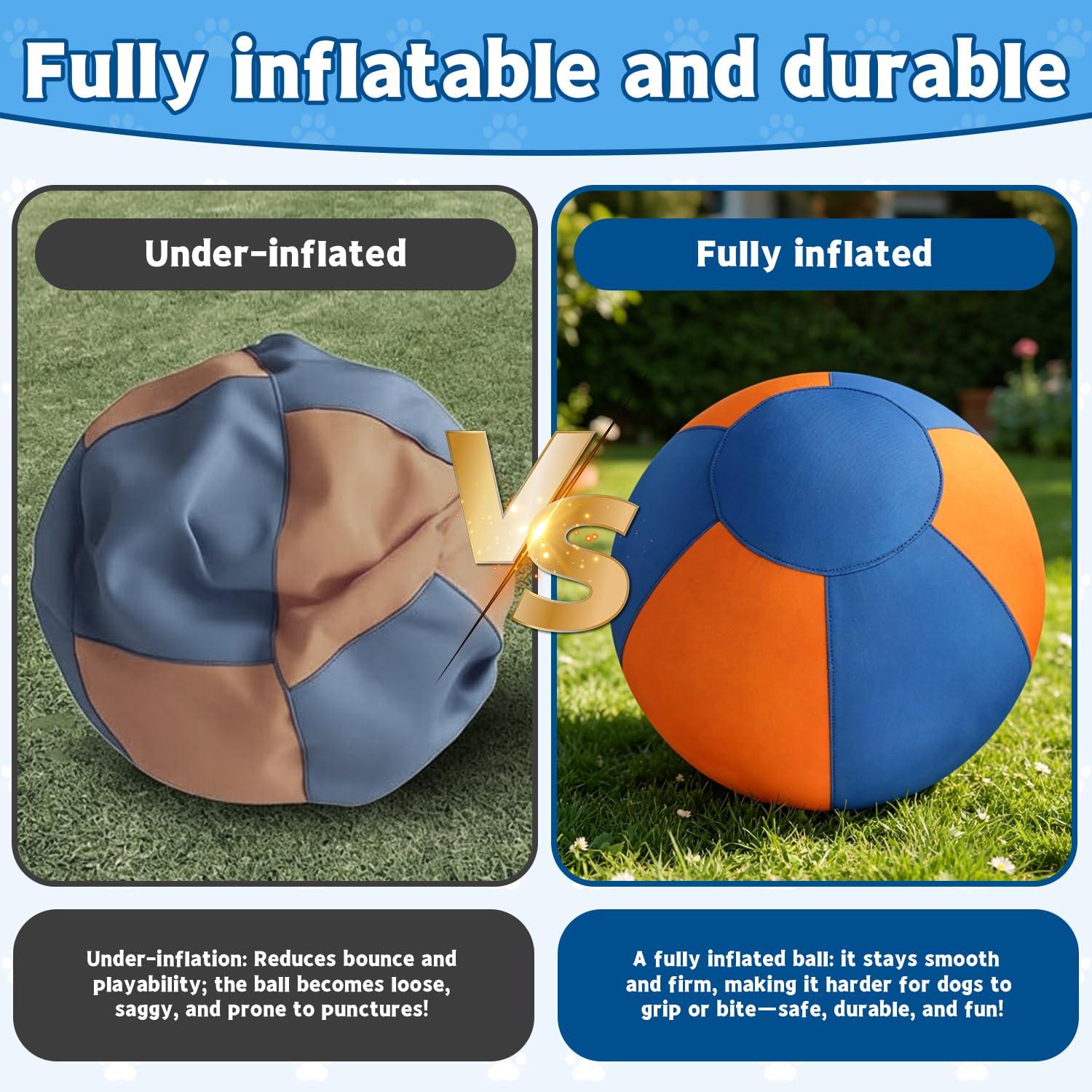 Aufblasbarer Treibball für Hunde, 55cm Interaktiver Hundespielzeugball, Aufblasbarer Herding Ball Hund, Treibball für Hunde Hüteball für Mittelgroße, Aufblasbarer Hundeball für Große Kleine Hunde