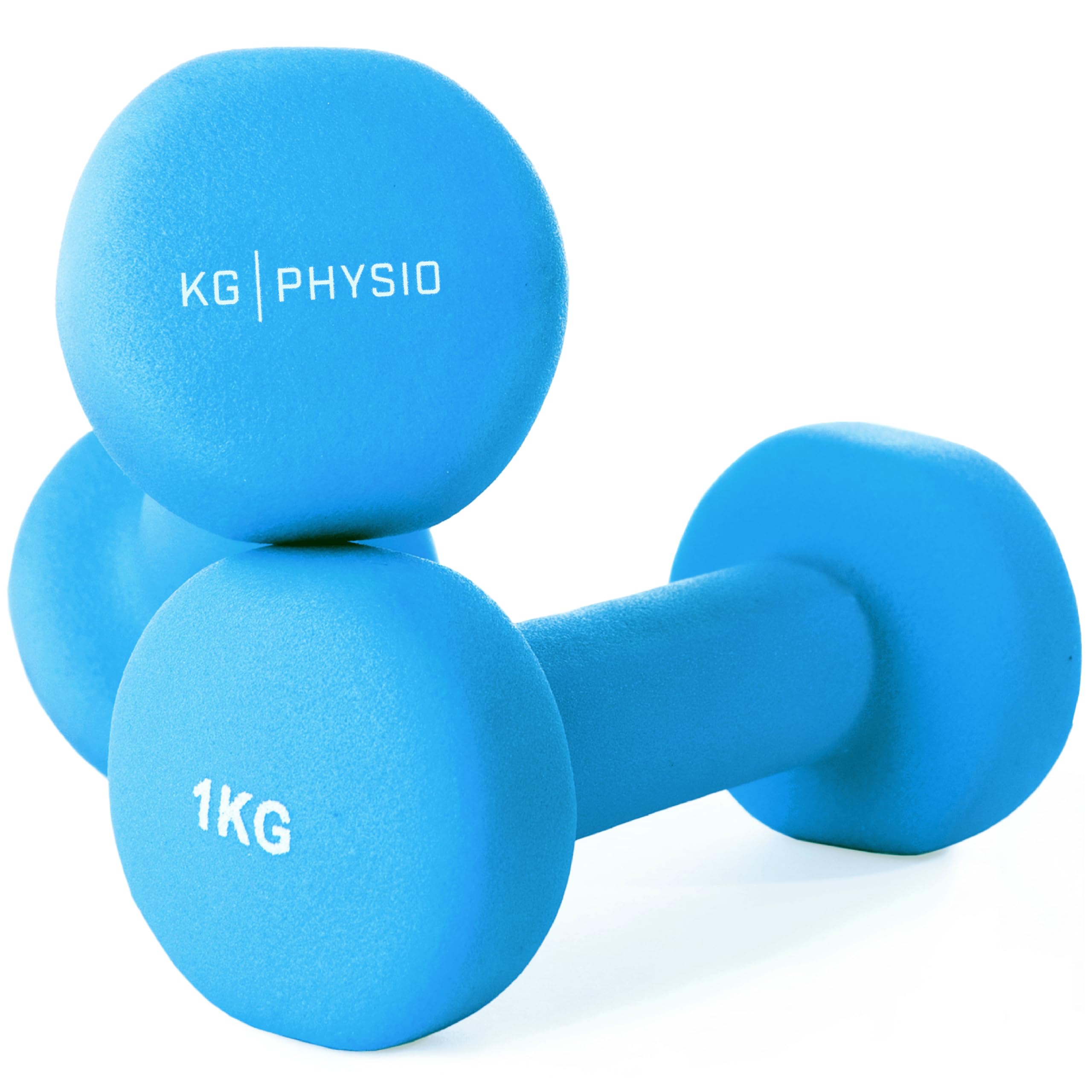 KG Physio Weights Dumbbells Set Women & Men - Neoprene-Coated & Sweat-Resistant Weights Set with Anti-Roll Technology & A3 Exercise Poster, Gym Equipment for Home, 1-10 kg Dumb Bells Pair