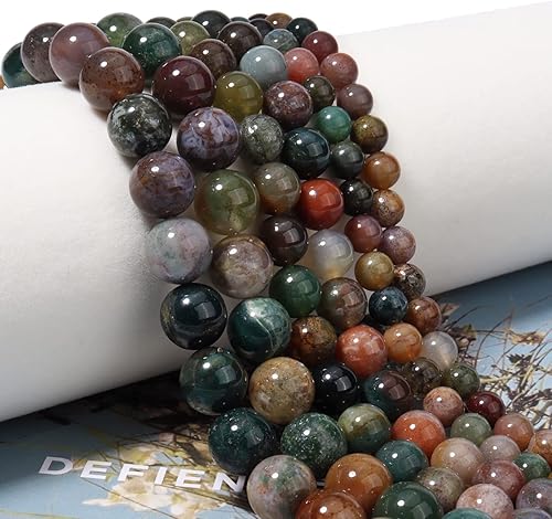 Miniatura 2 de 45 cuentas sueltas de ágata india de 0.315 pulgadas para la fabricación de joyas, cuentas naturales semipreciosas, cuentas espaciadoras redondas y