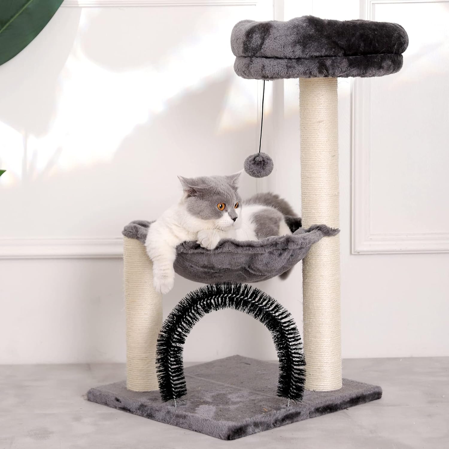 HOOPET cat Tree,27.8 INCHES cat Tower for Indoor Cats, Multi-Level Cat Tree with Scratching Posts Plush Basket & Perch for Play Rest, Cat Activity Tree with Dangling Ball for Kittens/ Cats : Pet Supplies