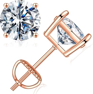 أقراط SMILEST 0.2-4ct Moissanite Screw Back، أقراط Moissanite مطلية بالذهب عيار 14 قيراطًا من الفضة الإسترلينية عيار 925 مصنوعة في المختبر للنساء والرجال هدايا الذكرى السنوية وعيد الميلاد هدايا المجوهرات