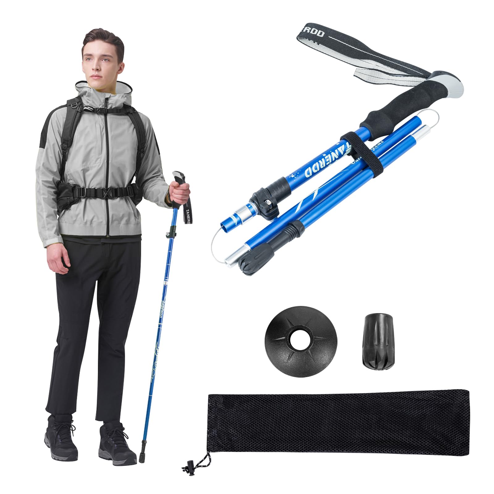 Collapsible Hiking Trekking Pole DecorSea Adjustable Walking Hiking Sticks Lightweight Collapsible Walking Trekking Pole Aluminum Hiking Pole EVA Foam Handle Women Men