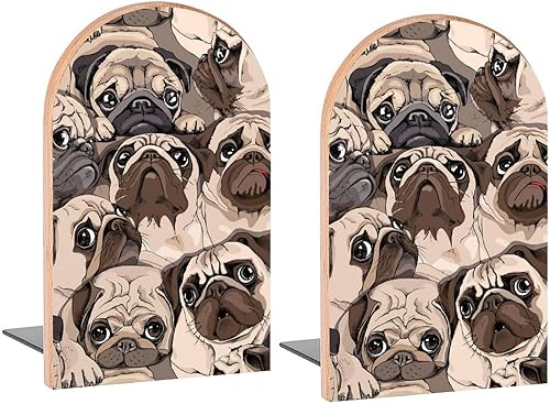 Sujetalibros decorativos de madera para estantes, habitación de los niños, escritorio en casa, oficina, libros para revistas, libros, DVD, 1 par2